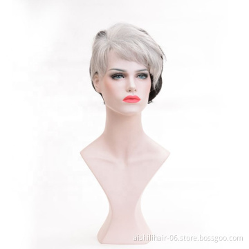 Heat-resistant short black and white wigs ladies Halloween wig shop designs quirky synthetic wigs